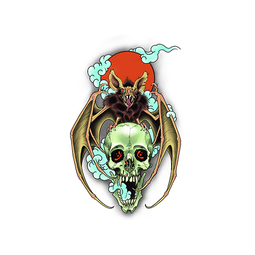 Smouldering Bat & Skull, a GTA V tattoo