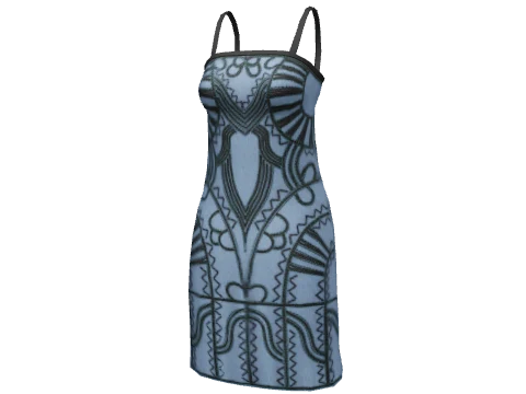 Blue Embroidered Dress