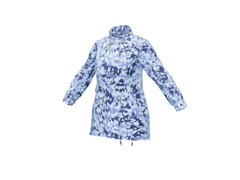 Blue Digital Collared Parka