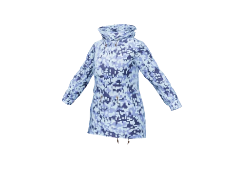 Blue Digital Closed Parka