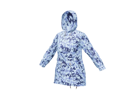 Blue Digital Closed Parka