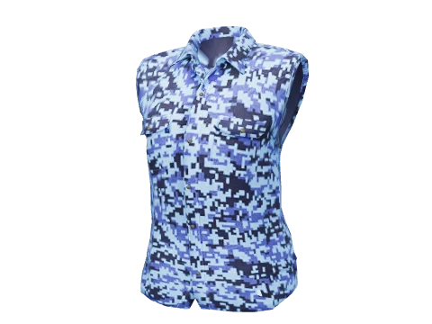 Blue Digital Sleeveless Shirt