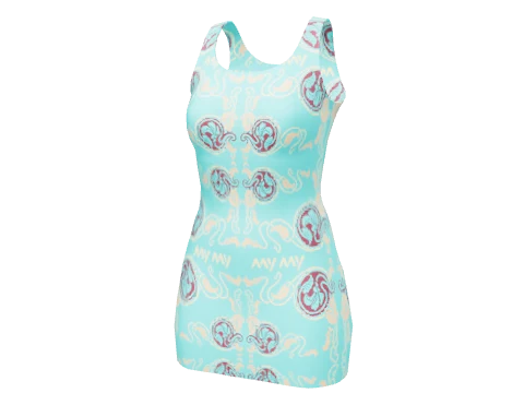 Cyan Floral Mini Dress