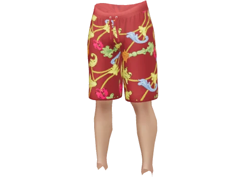 Red Baroque Knee Shorts