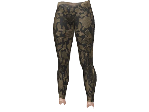 Gold Print Fitted Pants