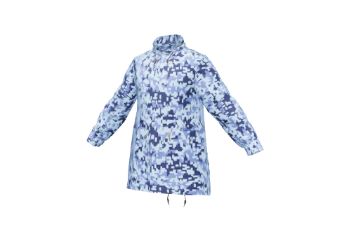 Blue Digital Collared Parka