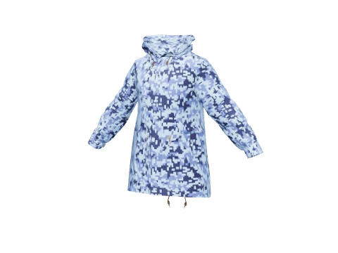 Blue Digital Closed Parka