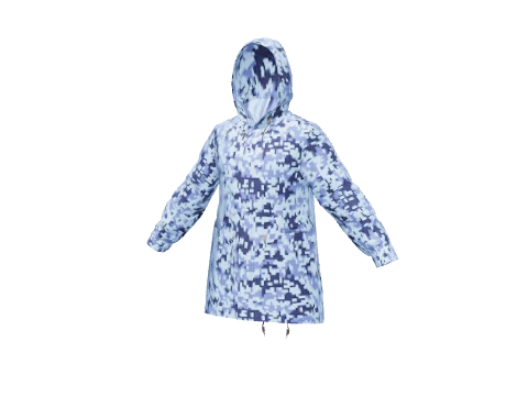Blue Digital Closed Parka