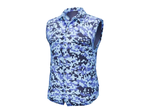 Blue Digital Sleeveless Shirt