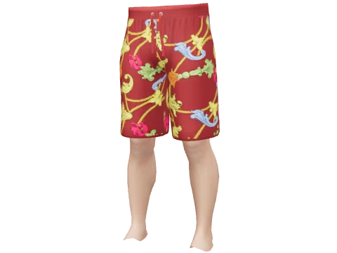 Red Baroque Knee Shorts