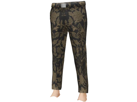 Gold Print Fitted Pants